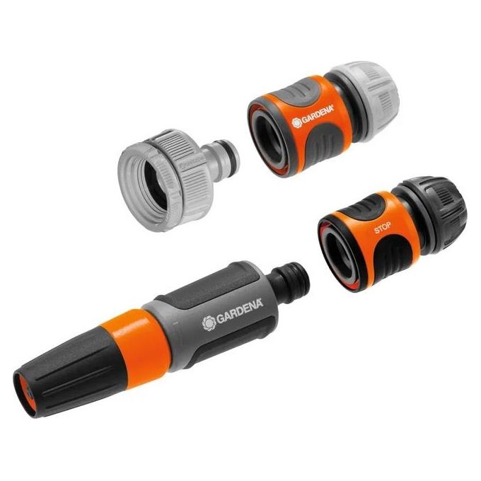 Gardena 18291-20 Set Base con Lancia Classic Kit Irrigazione Ugello Atomizzatore Regolabile Protezione Antigel colore Nero Grigio Arancione Argento