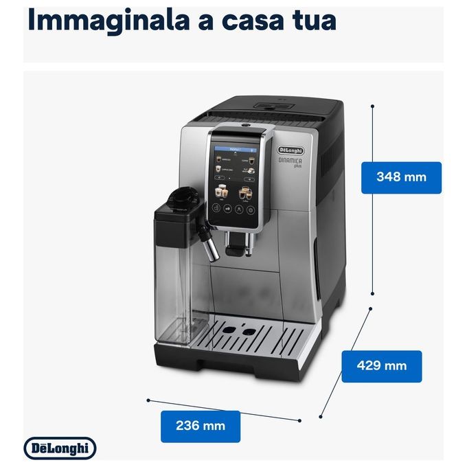 De'Longhi ECAM380.85.SB Dinamica Plus Macchina da caffe' Automatica 1,8 L 15 bar 1450 W LatteCrema Hot 24 bevande colore Nero Argento