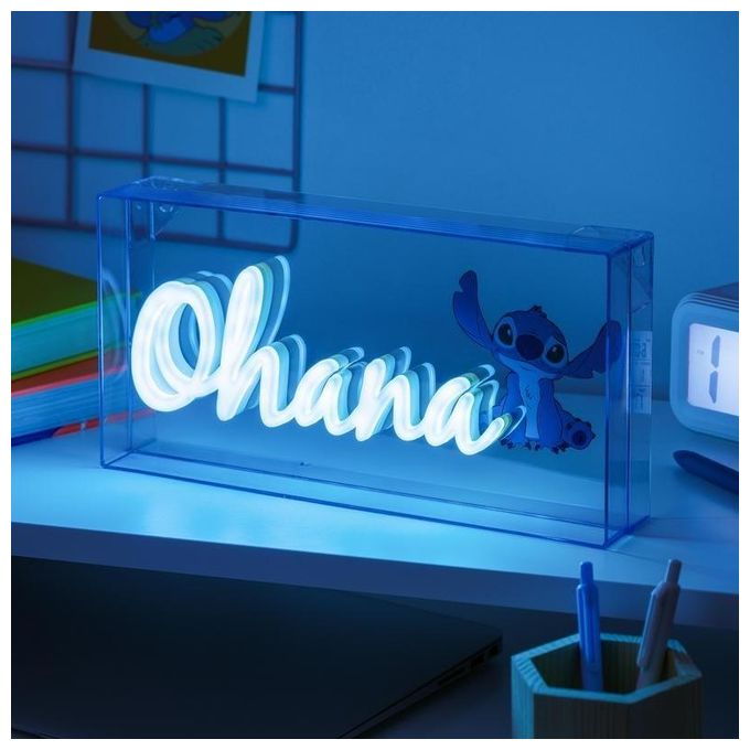 Paladone PP12800LSVN Lampada LED Neon Disney Stitch Ohana Alimentazione USB Luce Blu 30 cm colore Blu