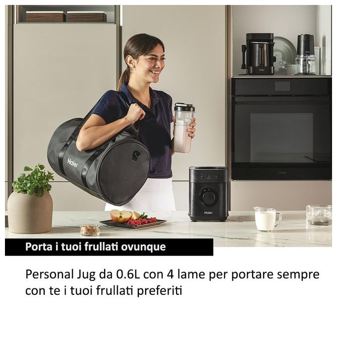 Haier HBL5B2011 I-Master Serie 5 Frullatore 1200 W 2 L 6 lame acciaio inox 3 programmi autopulizia Personal Jug colore Nero