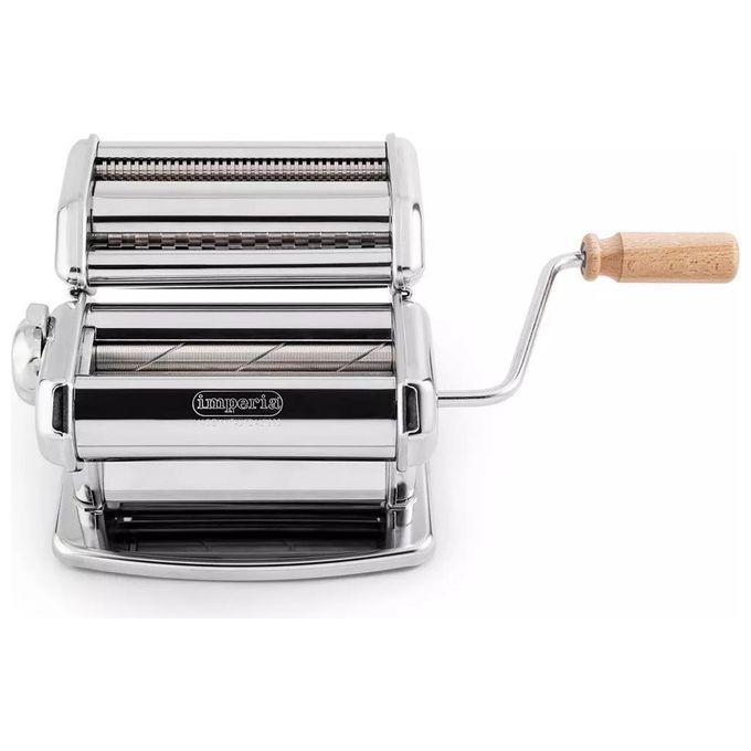 Imperia 4140 iPasta Classica Macchina per Pasta Manuale Rulli Zigrinati 6 Spessori Taglierina Duplex colore Silver