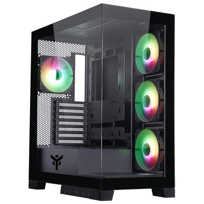 Itek ITGCASB45B SHOWBUI PC Case Tower Gaming ATX 4 Ventole ARGB 12cm 2xUSB3 Type-C Pannello Vetro Temperato colore Nero