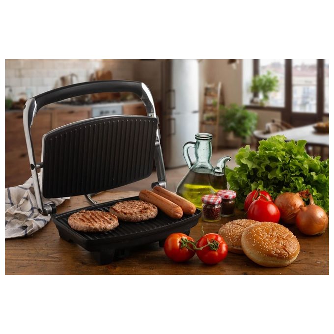 Ariete 1911 ToastandGrill Slim - Piastra Elettrica Antiaderente rigata 1000W Argento