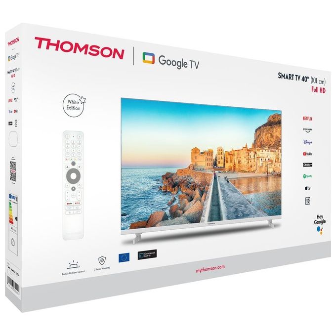 Thomson 40FG2S15W Smart TV 40'' Full HD Google TV Direct-LED HDR10 Wi-Fi Bluetooth colore Bianco