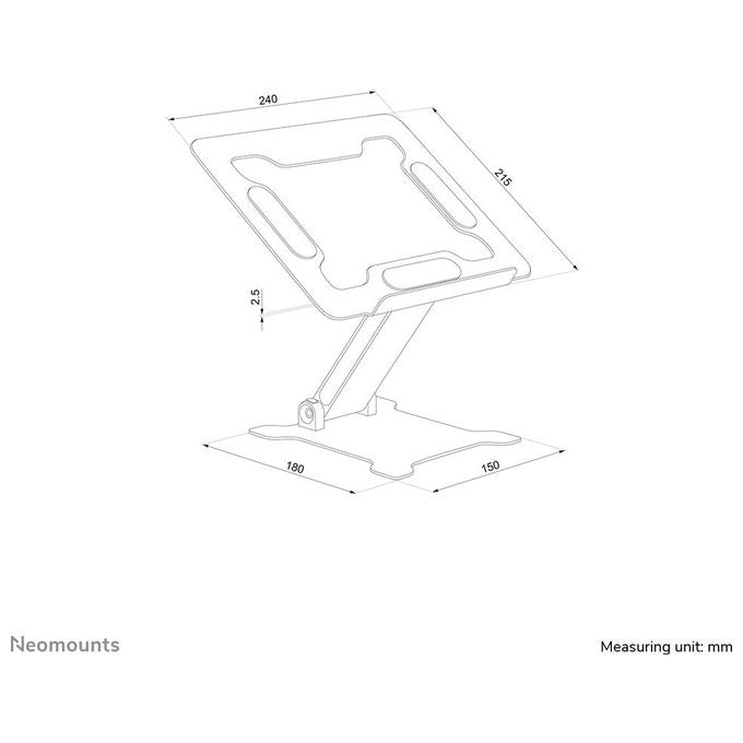 Neomounts DS20-740BL1 Supporto per Laptop Regolazione Altezza Continua 1,7 - 16,8 cm Pieghevole Compatto Universale 5 Kg colore Nero