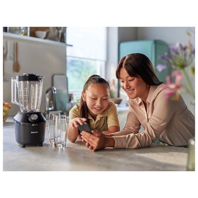 Philips HR2291-01 Serie 3000 Frullatore da tavolo ProBlend 600 W 2 L bicchiere vetro tritaghiaccio colore Nero