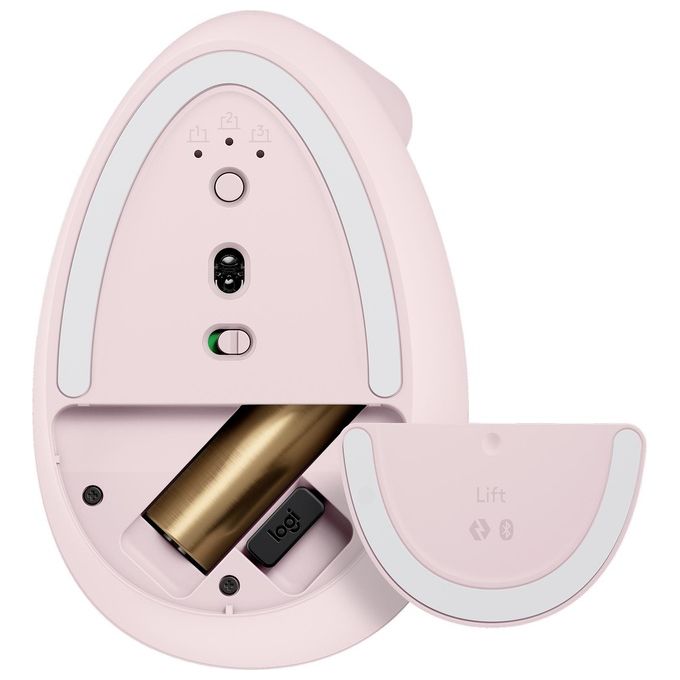 Logitech 910-006478 Lift Mouse Ergonomico Verticale Senza Fili 4000 DPI Bluetooth e RF 4 Tasti Clic Silenziosi Fino a 24 Mesi di Autonomia colore Rosa