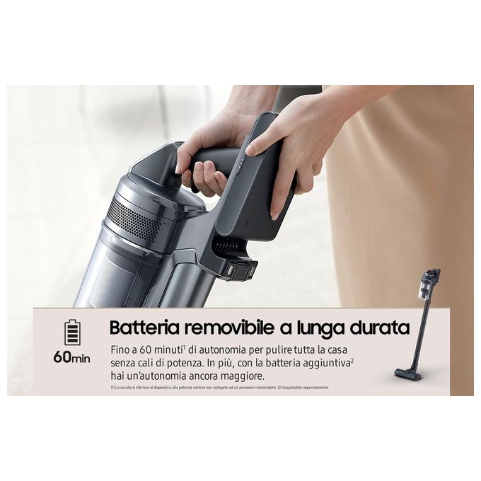 Samsung VS20C852FTB Jet 85 Premium Aspirapolvere a Bastone Multiciclonico 0,8 L 210W 60 min 86 dB colore Nero Blu