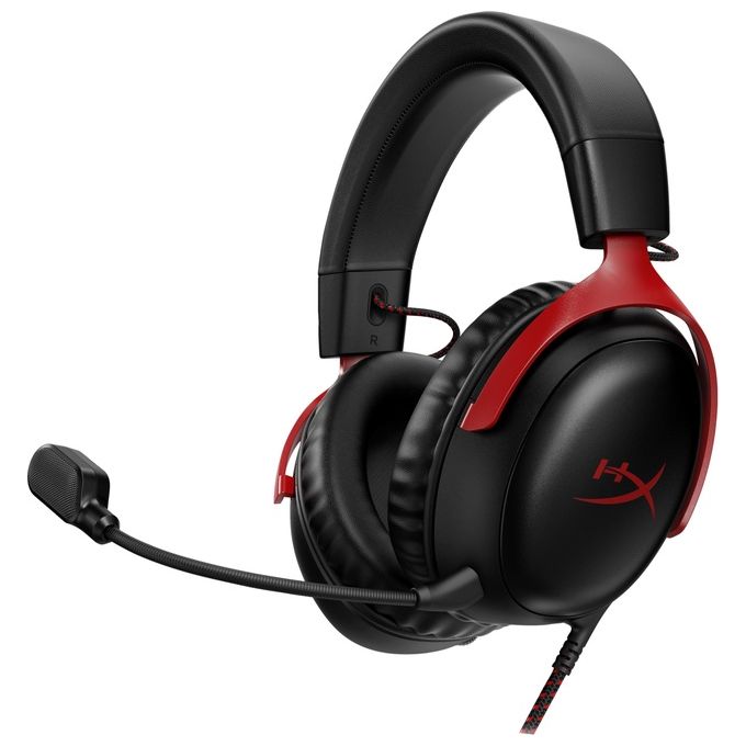 HyperX 727A9AA Cloud III Cuffie da Gaming USB-C Driver 53mm Microfono Rimovibile DTS Spatial Audio colore Nero Rosso