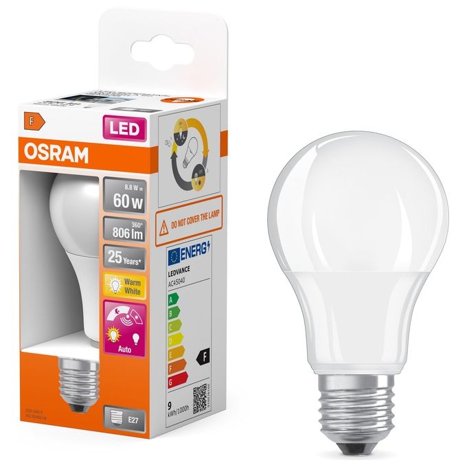 Osram Daylight Sensor Classic a Lampadina Led E27 Bianco Caldo 2700 K 5.50W