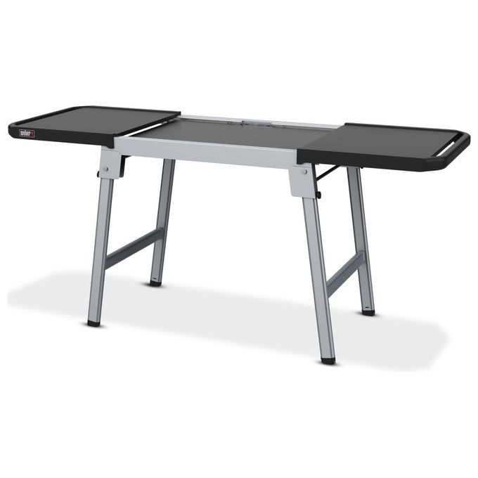 Weber 3400154 Tavolo Universale per Barbecue Pieghevole Regolabile in Altezza compatibile serie Q Slate Lumin Pulse colore Grigio Nero