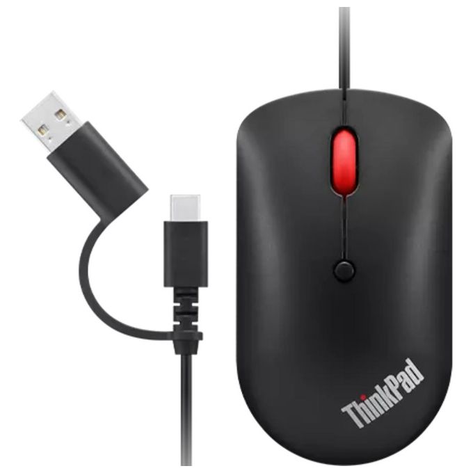 Lenovo 4Y51D20850 Mouse Ambidestro Usb Tipo-C Ottico 2400 DPI