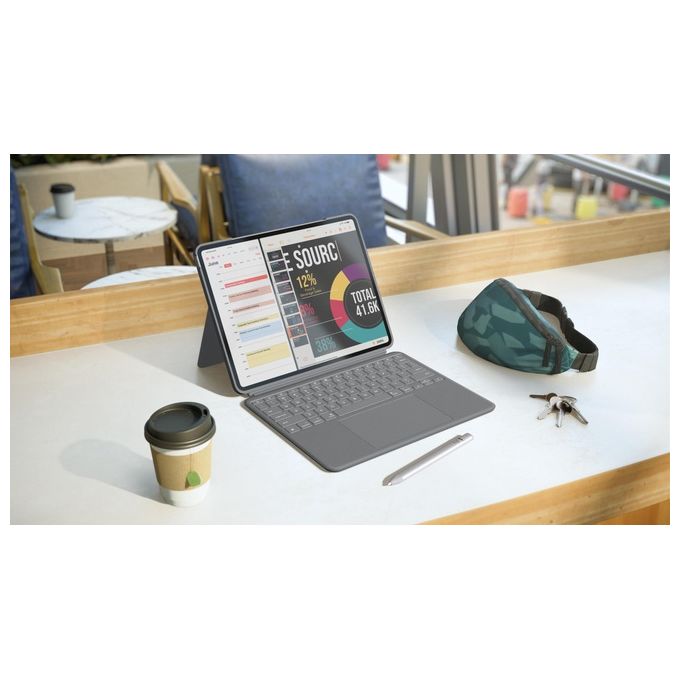 Logitech 920-012615 Combo Touch Custodia con Tastiera per iPad Air 13'' QWERTY Italiano Trackpad Smart Connector colore Grigio