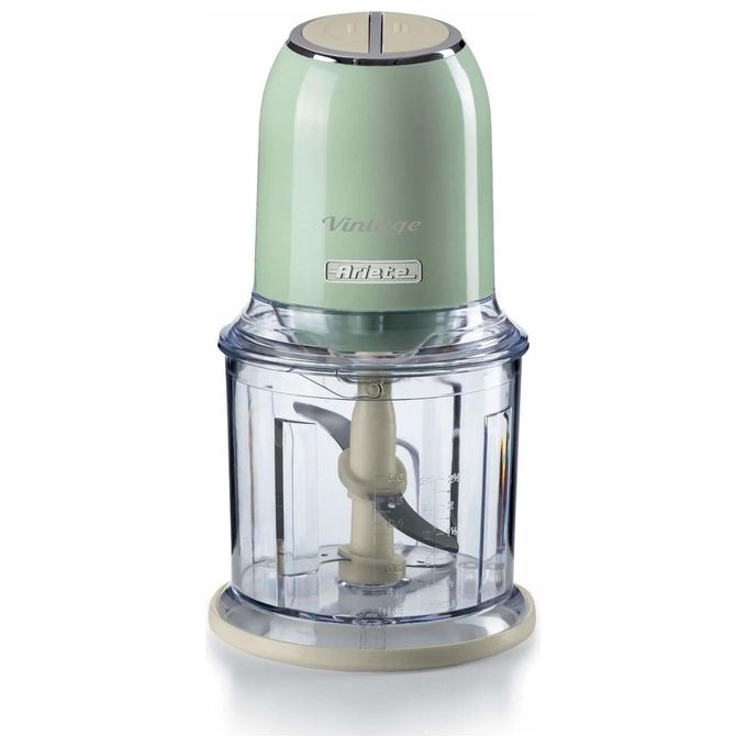 Ariete 0438 Vintage Tritatutto Chopper e Tritaghiaccio 2 velocita' 4 lame Acciaio Inox 600 ml 400 W colore Verde