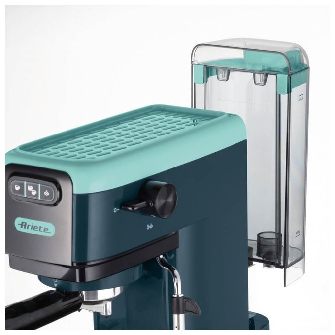 Ariete 1399-17 Macchina Caffe' Cialde e Caffé Macinato in Polvere Espresso Manuale con Erogatore di Vapore 2 Tazze colore Light Aquamarine