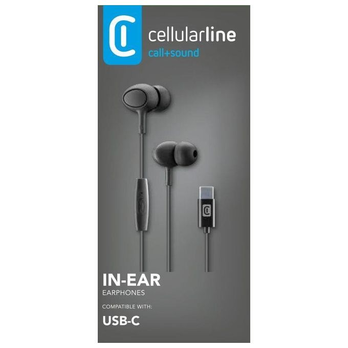 Cellular Line Auricolari con Microfono e Filo Nero