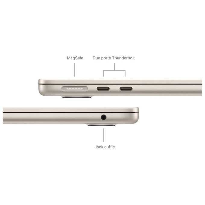 Apple MRXU3T-A MacBook Air 13'' Notebook Chip M3 CPU 8 core GPU 10 core 8GB RAM 512GB SSD Display Liquid Retina 13.6'' Touch ID colore Galassia