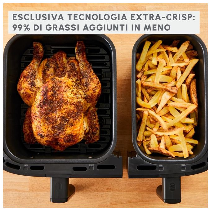 Moulinex EZ905D20 Friggitrice ad aria Doppio Cestello 8.3 L 2450 W 8 Programmi Display LCD colore Nero Inox