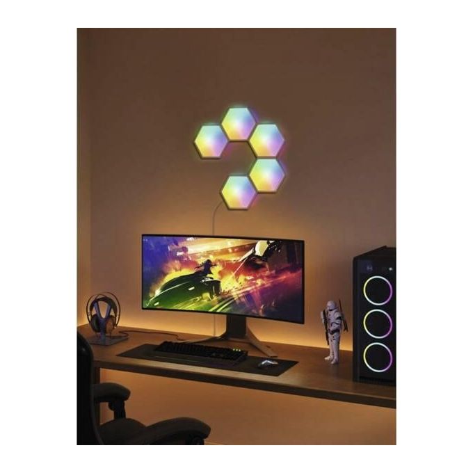 Govee B6061 Glide Hexa Light Panels LED RGBIC 5 pannelli 36W WiFi Bluetooth controllo vocale colore Bianco