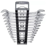 Wiha 44753 Set di Chiavi Combinate Doppie 12 Pezzi in Acciaio al Cromo Vanadio con Supporto a Parete colore Nero