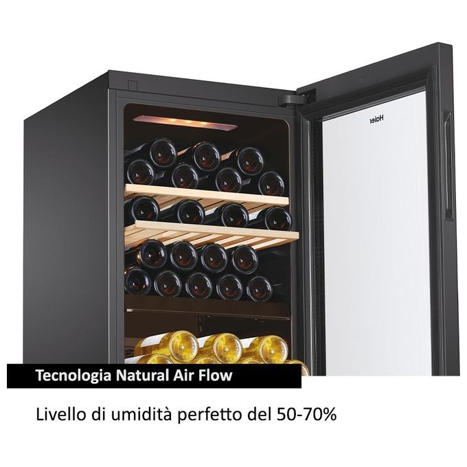 Haier HWS79GDG Wine Bank 50 Serie 5 Cantinetta Vino 79 Bottiglie 2 Zone Temperatura LED WiFi Classe G colore Nero