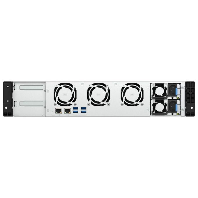 QNAP TS-855EU-RP-8G TS-855EU-RP NAS Rack 2U Intel Atom C5125 8 Core 2.8 GHz 8 GB DDR4 SO-DIMM espandibile fino a 64 GB 8 alloggiamenti HDD SSD M.2 2.5GbE RAID 0 1 5 6 10 50 60 alimentazione ridondante QuTS hero colore Nero