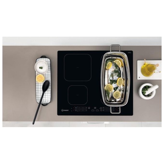 Indesit IB65B60NE Piano cottura a induzione 60 cm 4 zone DualZone PushandGo colore Nero