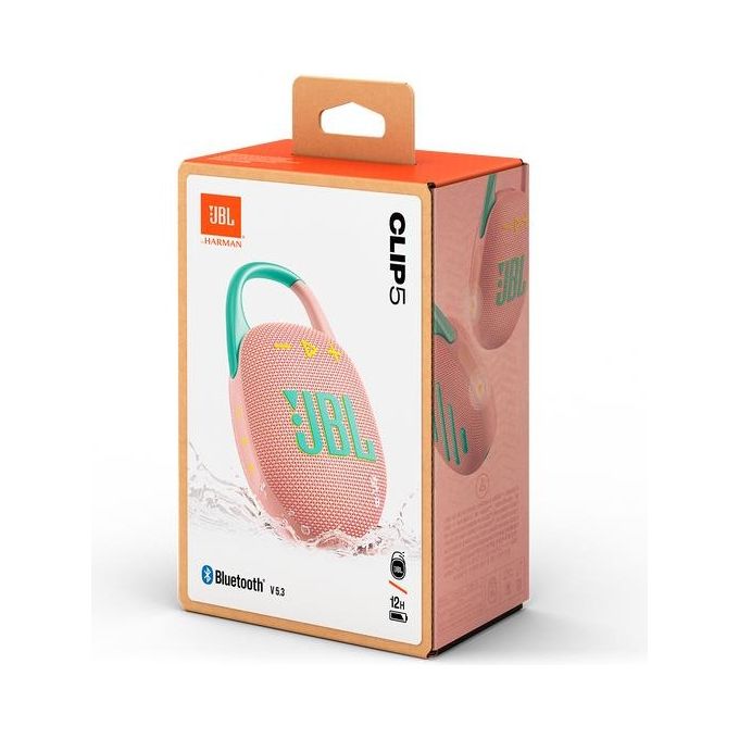 JBL JBLCLIP5PINK Clip 5 Cassa Bluetooth Portatile 7W IP67 Moschettone Integrato 12h Autonomia colore Rosa