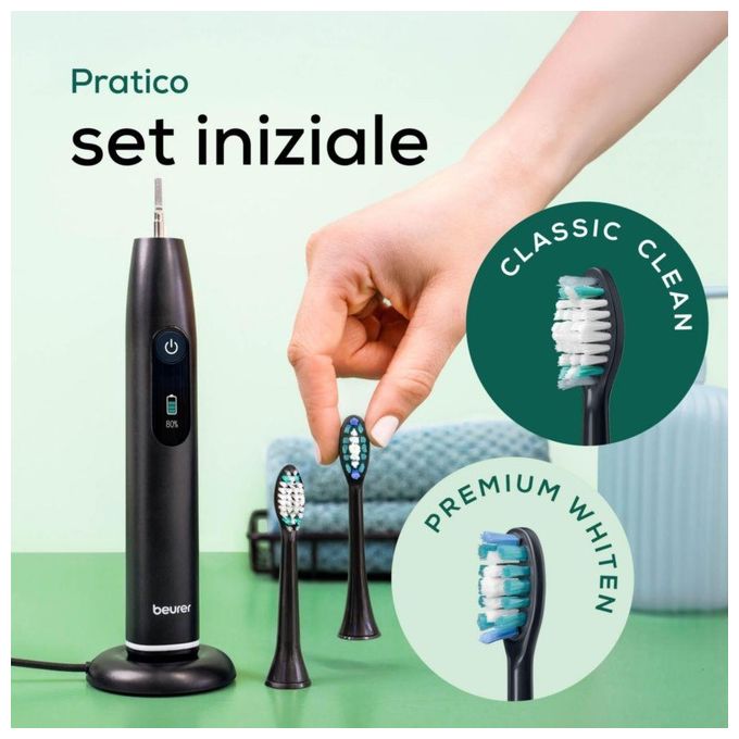 Beurer 10490 SC 50 Spazzolino elettrico sonico 5 modalita' Timer 30 sec autonomia 22 giorni colore Nero