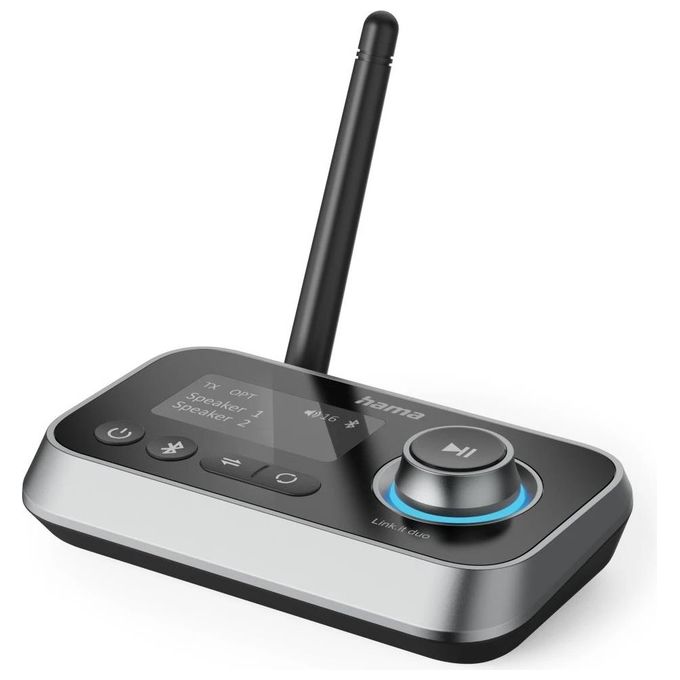 Hama 00205322 Link.it Duo Adattatore Bluetooth Trasmettitore e Ricevitore 2 in 1 Bluetooth 5.2 aptX Low Latency Portata 10 m colore Nero