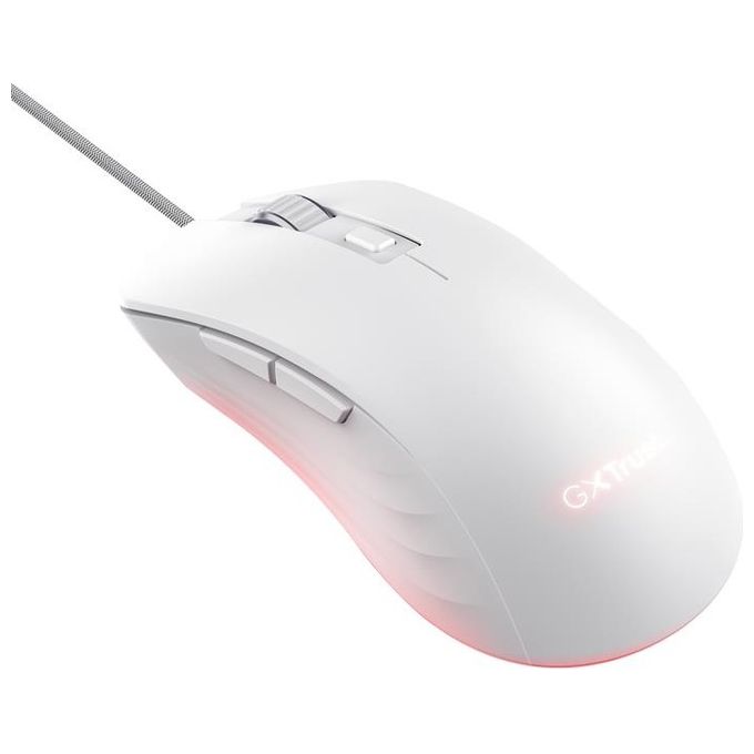 Trust 24891 GXT924W YBAR+ Mouse Gaming 25600 DPI USB Tipo A 6 Pulsanti Programmabili colore Bianco
