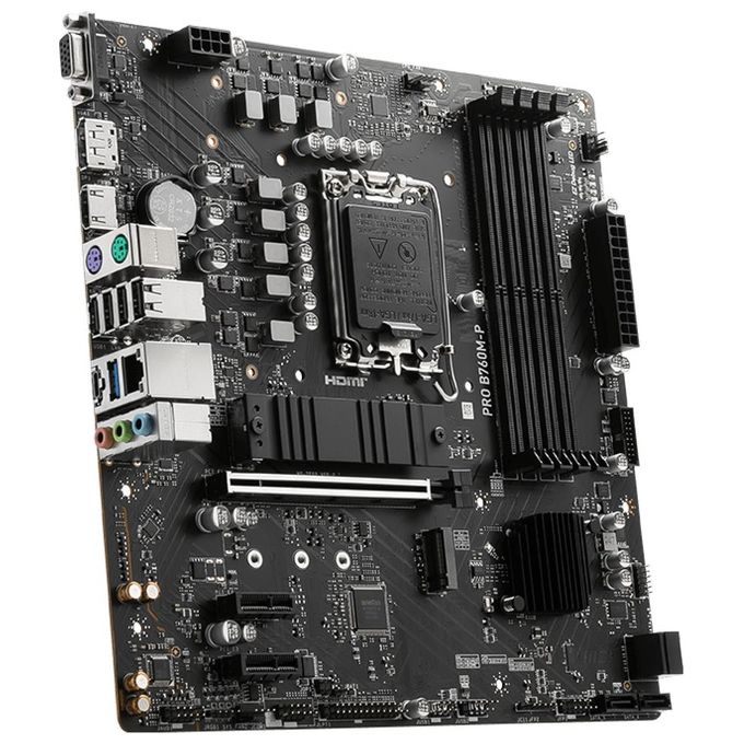 MSI 7E02-009R PRO B760M-P Scheda madre Intel B760 LGA 1700 DDR5 6800+ MHz OC 4 DIMM Dual Channel M.2 Gen4 USB 3.2 Gen 2 Type-C Realtek LAN colore Nero