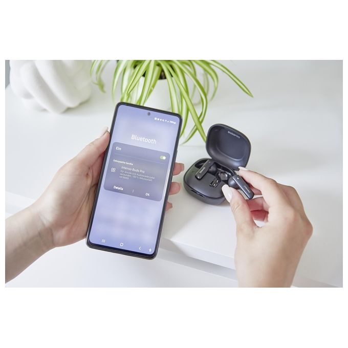 Intenso Buds Pro Cuffie TWS True Wireless T510HAE con Hybrid ANC ENC Bluetooth e fino a 35 Ore di Riproduzione Musicale Nero