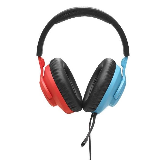 JBL JBLQTUM100N Quantum 100N Cuffie da Gaming Over-Ear con Filo Microfono Rimovibile QuantumSOUND Signature Memory Foam colore Blu e Rosso