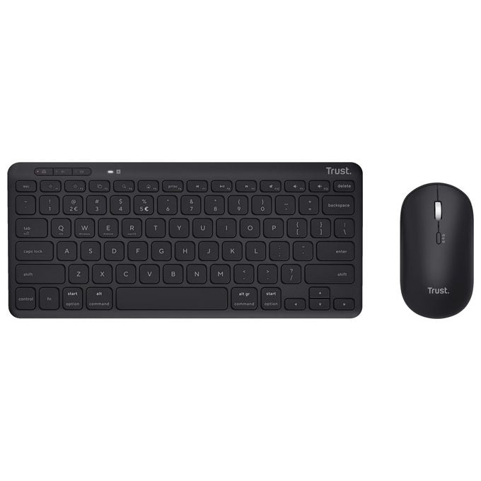 Trust 24844 Lyra Kit Tastiera e Mouse Wireless RF Bluetooth QWERTY Italiano Multidispositivo 84% Riciclato colore Nero