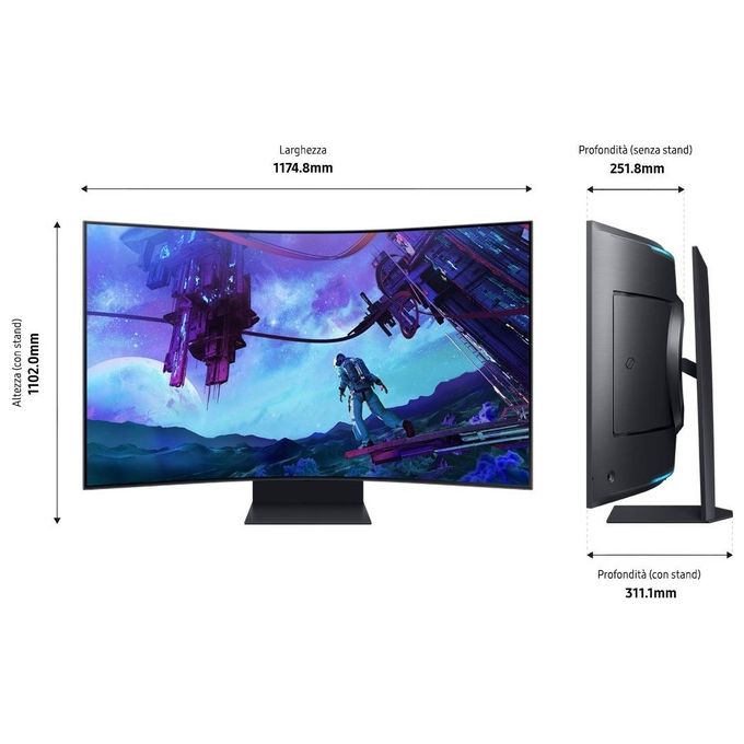 Samsung LS55CG970NUXEN Odyssey Ark 2ª Gen. Monitor Gaming Curvo 55'' UHD 4K 165Hz 1ms HDR10+ Quantum Mini LED colore Nero