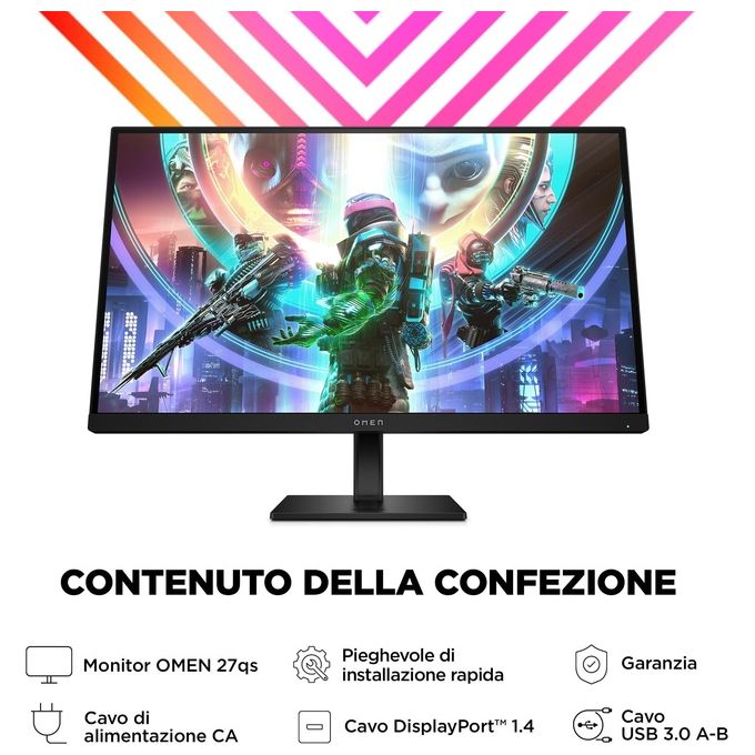 HP 780J4E9#ABB OMEN Monitor da gaming 27'' QHD 240 Hz 1 ms IPS NVIDIA G-SYNC Compatible AMD FreeSync Premium colore Nero