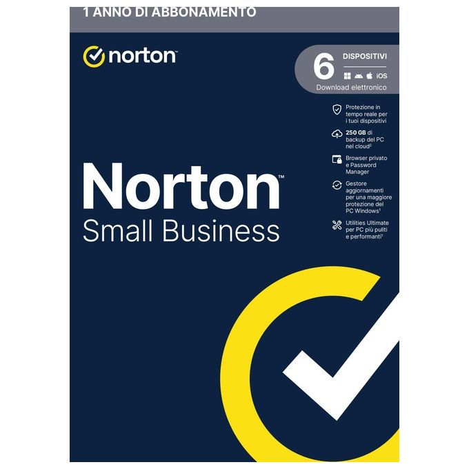 Norton 21454865 Small Business Antivirus per Piccole Imprese 6 Dispositivi 1 Anno 250 GB Cloud colore Nero