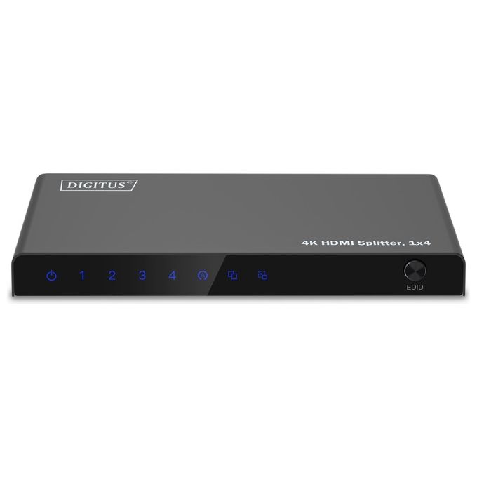 Digitus DS-55337 Splitter HDMI 4K 1x4 UHD 60Hz 18 Gbps HDR HDCP 2.2 EDID Management colore Nero