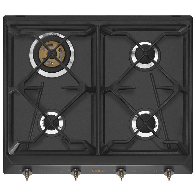 Smeg SRV864AOGH Piano Cottura a Gas 4 Zone Griglie in Ghisa Estetica Coloniale 60 cm Antracite