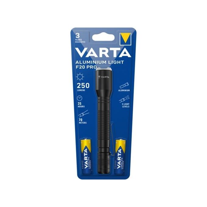 Varta Torcia Elettrica Alluminium Light F20 Pro Nero