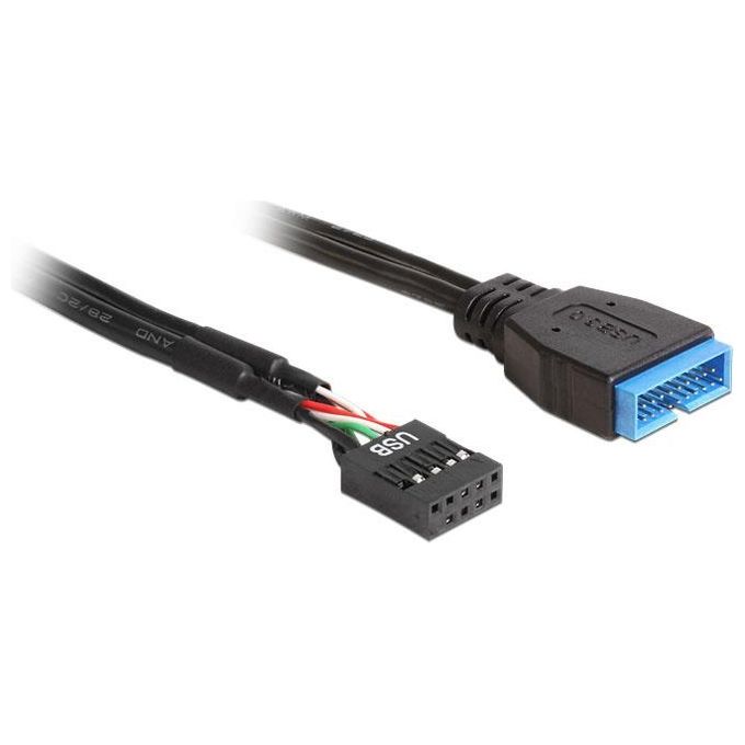 DeLOCK 83776 Cavo Interno USB 2.0 9 pin Pin Header Femmina a USB 3.0 19 pin Pin Header Maschio 60 cm colore Nero