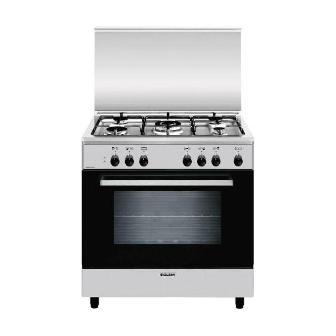 Glem Gas A855EI Alpha Cucina 80 cm 5 Fuochi Gas Forno Elettrico 95 L Classe A colore Nero Acciaio Inox