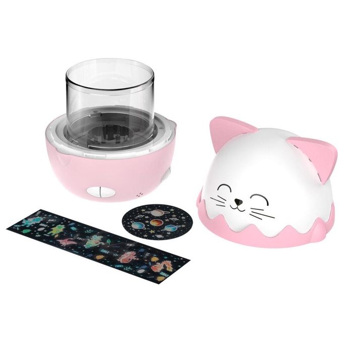 Bigben Kids Pink Cat-shaped Night Light With 360° Projection And Wireless Music Nlpkidscat