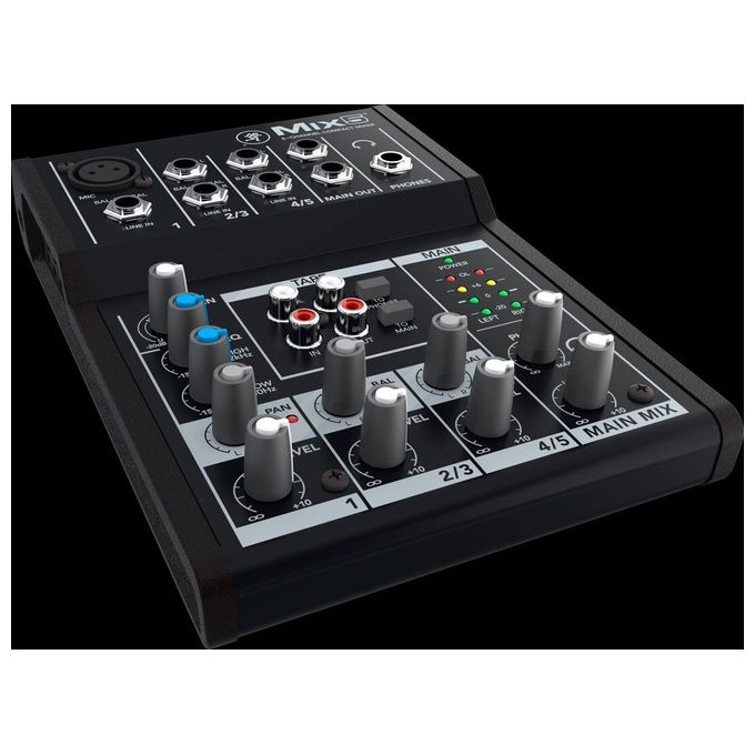 Mackie MIX5 Mix Mixer Analogico Compatto 5 Canali EQ 2 Bande Phantom 48V Uscita Cuffie colore Nero