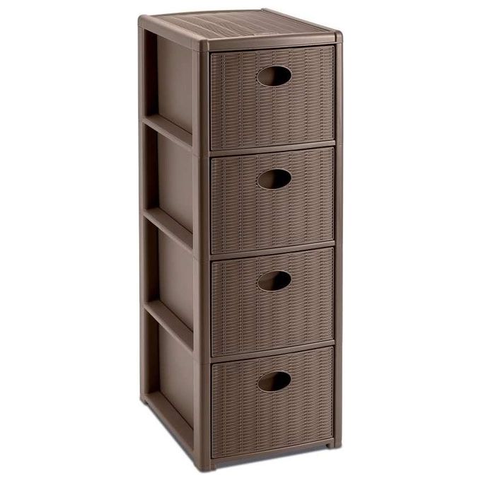 Stefanplast Cassettiera 4 Cassetti Slim Elegance Tortora