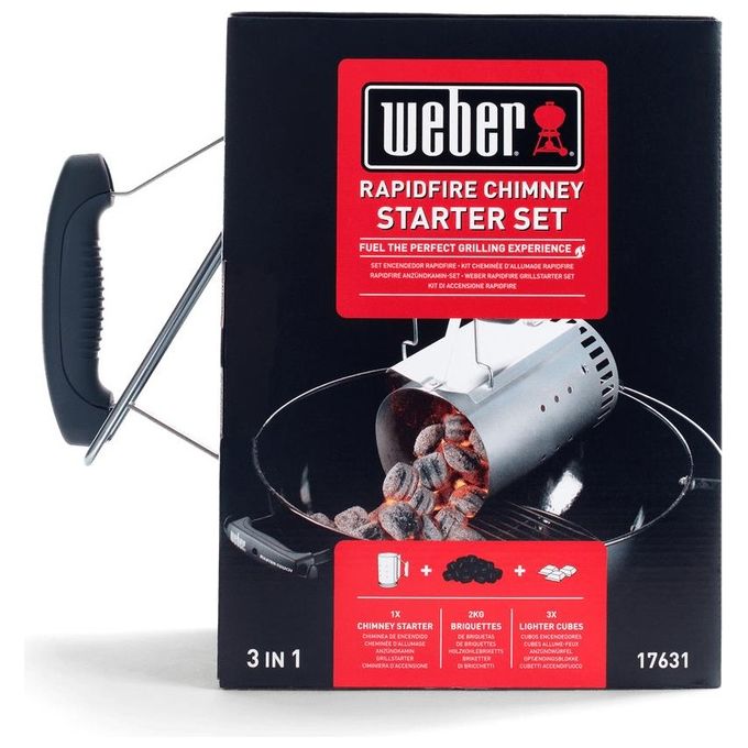 Weber kit Ciminiera di Accensione con 2 kg di Bricchette e 6 Accendifuoco