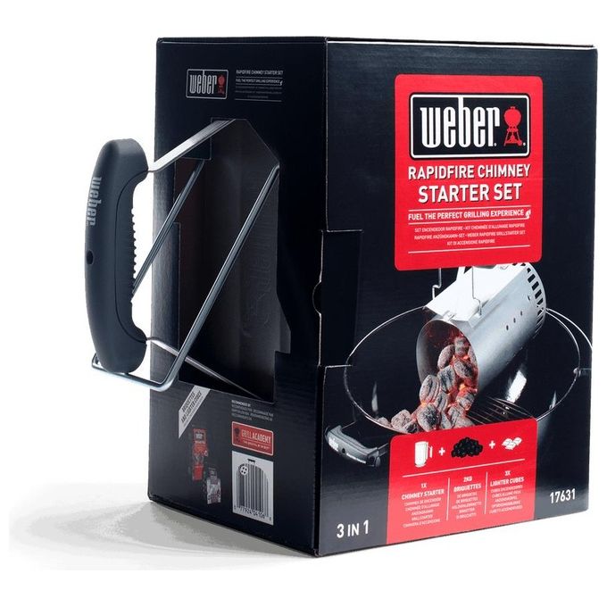 Weber kit Ciminiera di Accensione con 2 kg di Bricchette e 6 Accendifuoco