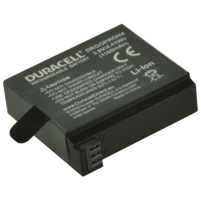 Duracell DRGOPROH4-X2 Batteria per Action Cam Ioni di Litio 1160 mAh 3,8 V compatibile GoPro Hero 4 kit 2 pz colore Nero