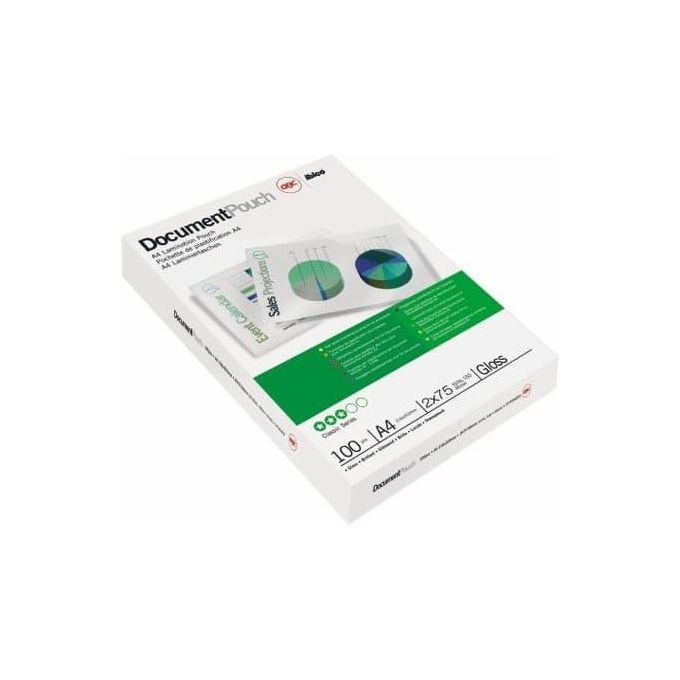 GBC 3740400 Pouches per Plastificatrice A4 2x75 µm finitura lucida conf 100 pz colore Trasparente